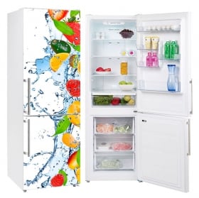 Vinyle décoratif réfrigérateurs fruits éclaboussures d'eau