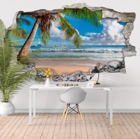 Vinyle les murs palmier plage 3d