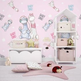 Papiers peints pour enfants ou jeunes b&eacute;b&eacute;s dinosaures