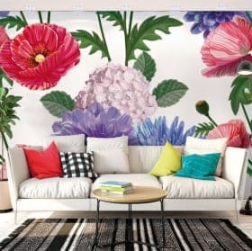 Murales adh&eacute;sives fleurs &agrave; d&eacute;corer