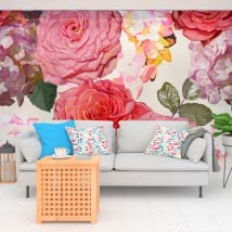Papiers peints de vinyle avec des fleurs d'hortensia