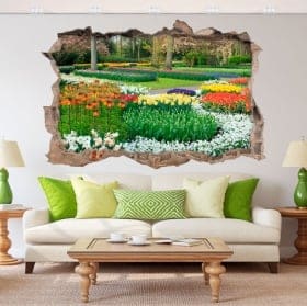Vinyle 3d jardin avec des fleurs