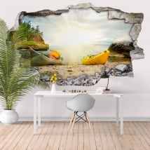 Vinyle des kayaks coucher de soleil russie sibérie lac baikal 3d