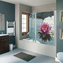Vinyle décoratif écrans de salle de bain fleur de lotus