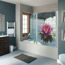 Vinyle d&eacute;coratif &eacute;crans de salle de bain fleur de lotus