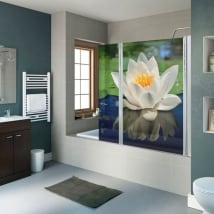 Vinyle et autocollants écrans de salle de bain fleur de lotus