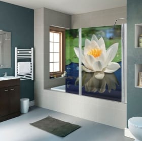 Vinyle d&eacute;coratif &eacute;crans de salle de bain fleur de lotus