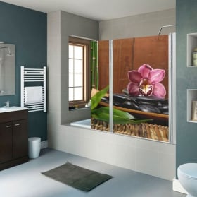 Vinyles pour &eacute;crans de salle de bain d&eacute;coration zen