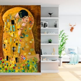 Murales de vinyle jardin avec des fleurs et des tulipes