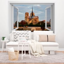 Vinyle 3d fenêtre cathédrale notre dame paris france