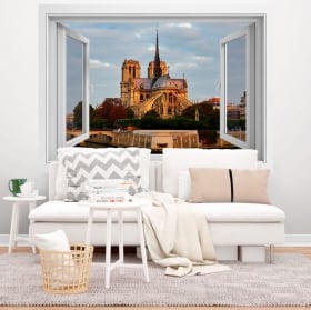 Vinyle 3d fen&ecirc;tre cath&eacute;drale notre dame paris france
