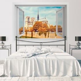 Vinyle d&eacute;coratif cath&eacute;drale de notre dame paris france 3d