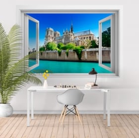 Fen&ecirc;tre de vinyle 3d cath&eacute;drale notre dame france