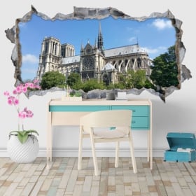 Vinyle d&eacute;coratif cath&eacute;drale notre dame paris france 3d