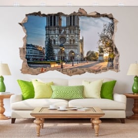 Vinyle adh&eacute;sif 3d cath&eacute;drale notre dame paris france