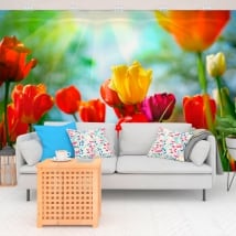 Peintures murales de vinyle fleurs de tulipes