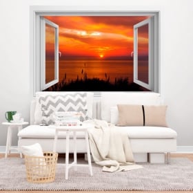 Vinyle décoratif coucher de soleil tropical 3d