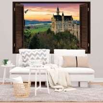 Vinyle et autocollants 3d fenêtre château de neuschwanstein