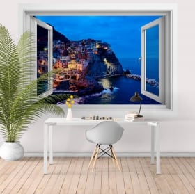 Windows de vinyle 3d cinque terre la spezia italie