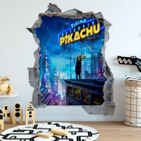 Autocollants d&eacute;coratifs 3d pok&eacute;mon d&eacute;tective pikachu