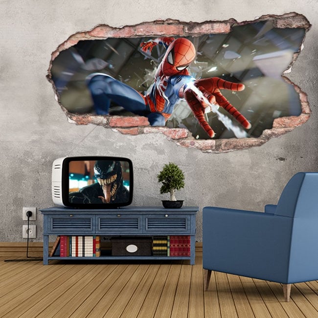 Autocollant Mural Spiderman 3D Personnalisable - Vinyle Amovible - Décoration Chambre - Neuf Sous Emballage