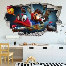 Autocollants vinyle 3d super mario odyssey