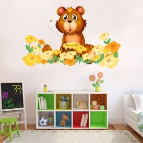 Vinyle enfants ou juv&eacute;niles ours et fleurs