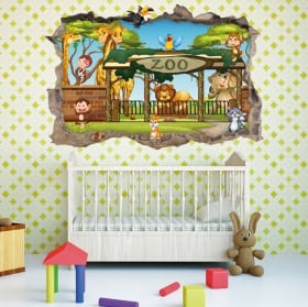 Autocollants 3D animaux zoo b&eacute;b&eacute;