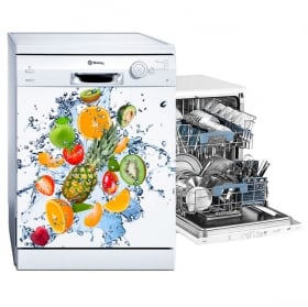 Vinyle lave vaisselle fruits dans l'eau