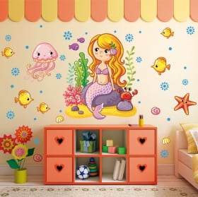 Vinyle d&eacute;coratif et autocollants pour enfants phrase petite sir&egrave;ne