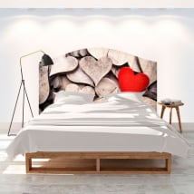 Vinyle têtes de lit coeurs en bois