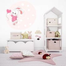 Vinyle pour enfants ou juvénile lapin avec ballon coeur