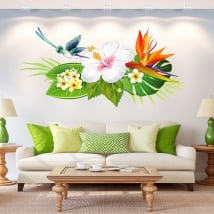 Stickers muraux fleurs et colibris
