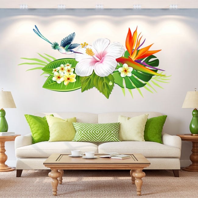 🥇 Stickers muraux fleurs et colibris 🥇