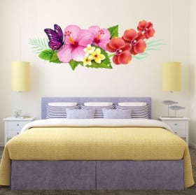 Stickers muraux fleurs et colibris