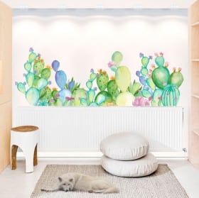 Stickers muraux plantes cactus aquarelles