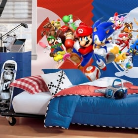 Murales jeu vidéo mario bros et sonic jeux olympiques