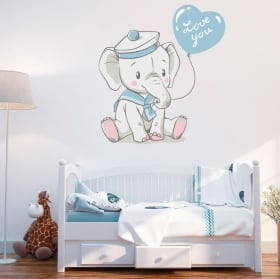 Vinyle pour enfants ou b&eacute;b&eacute; &eacute;l&eacute;phant avec phrase love you