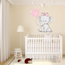 Vinyle éléphant pour les filles avec la phrase love you