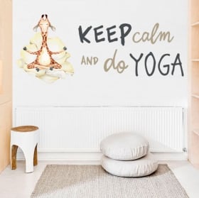 Vinyle et autocollants girafe avec phrase en anglais keep calm yoga