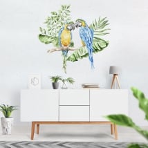 Stickers muraux perroquets ou aras à l'aquarelle