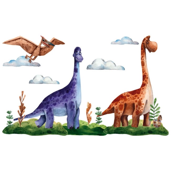 🥇 Vinyle et autocollants enfants ou jeunes dinosaures aquarelle 🥇