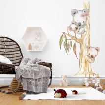 Stickers muraux enfant ou bébé koalas à l'aquarelle