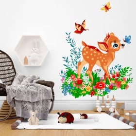 Vinyle et autocollants pour enfants bambi avec des papillons