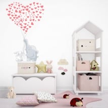 Stickers décoratifs éléphant et lapin aux coeurs
