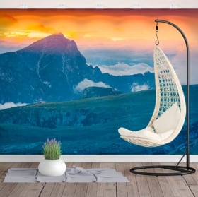 Murales de vinyle rayons de soleil et des arbres en automne