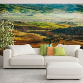 Peintures murales aube montagne seekofel dolimites italie