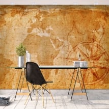 Peintures murales adhésives carte du monde vintage