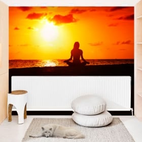 Stickers muraux coucher de soleil sur la plage