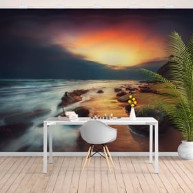 Stickers muraux coucher de soleil sur la plage